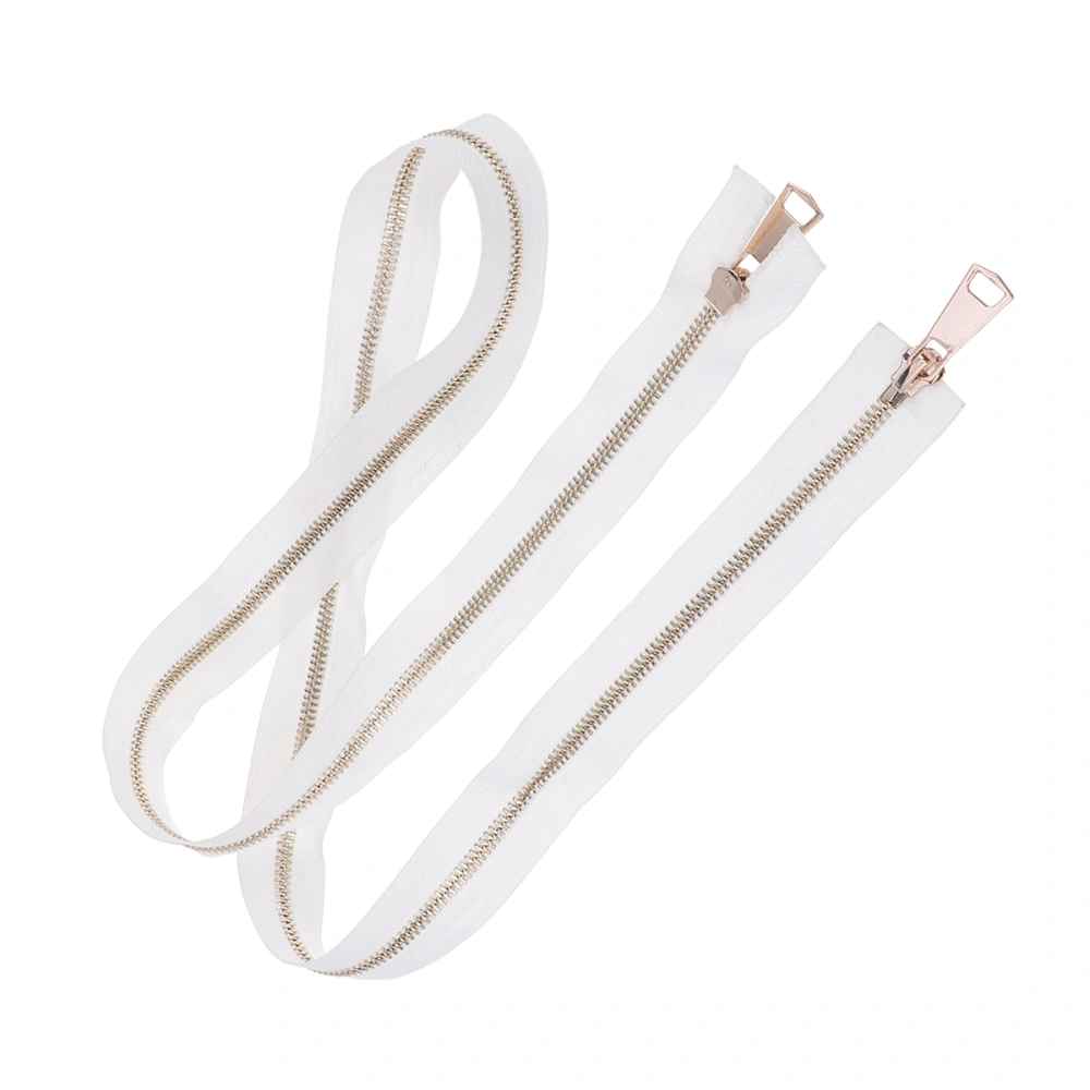 2pcs Double-side Metal Cloth Zipper Coat Replacement Zipper DIY Sewing Accessories (White)