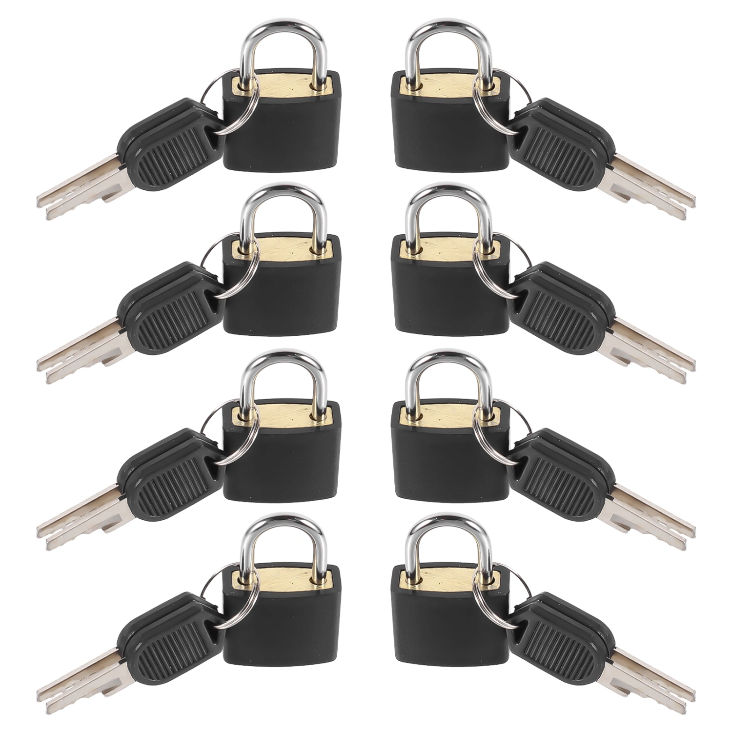 8pcs Practical Black Padlock Mini Cabinet Lock Drawer Lock for Home Luggage