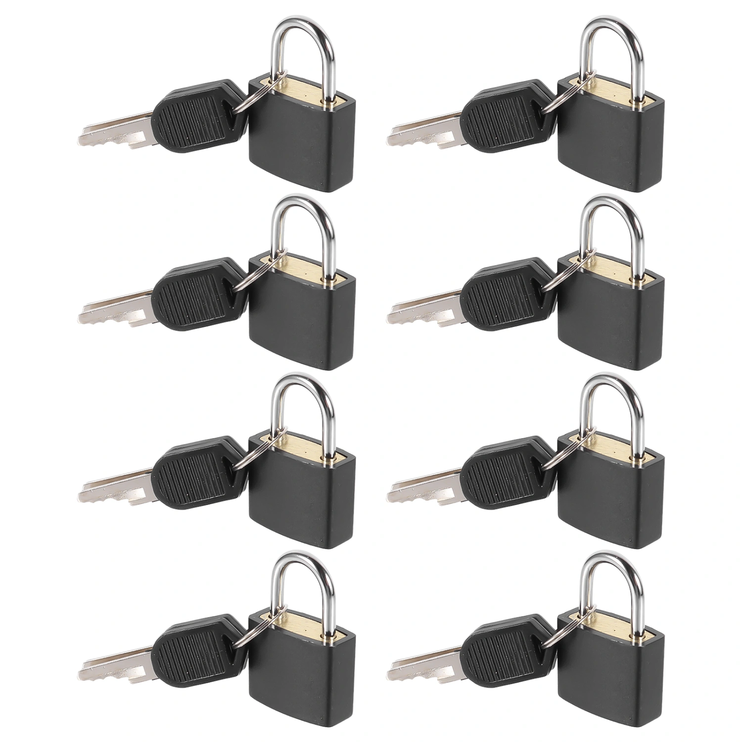 8pcs Practical Black Padlock Mini Cabinet Lock Drawer Lock for Home Luggage