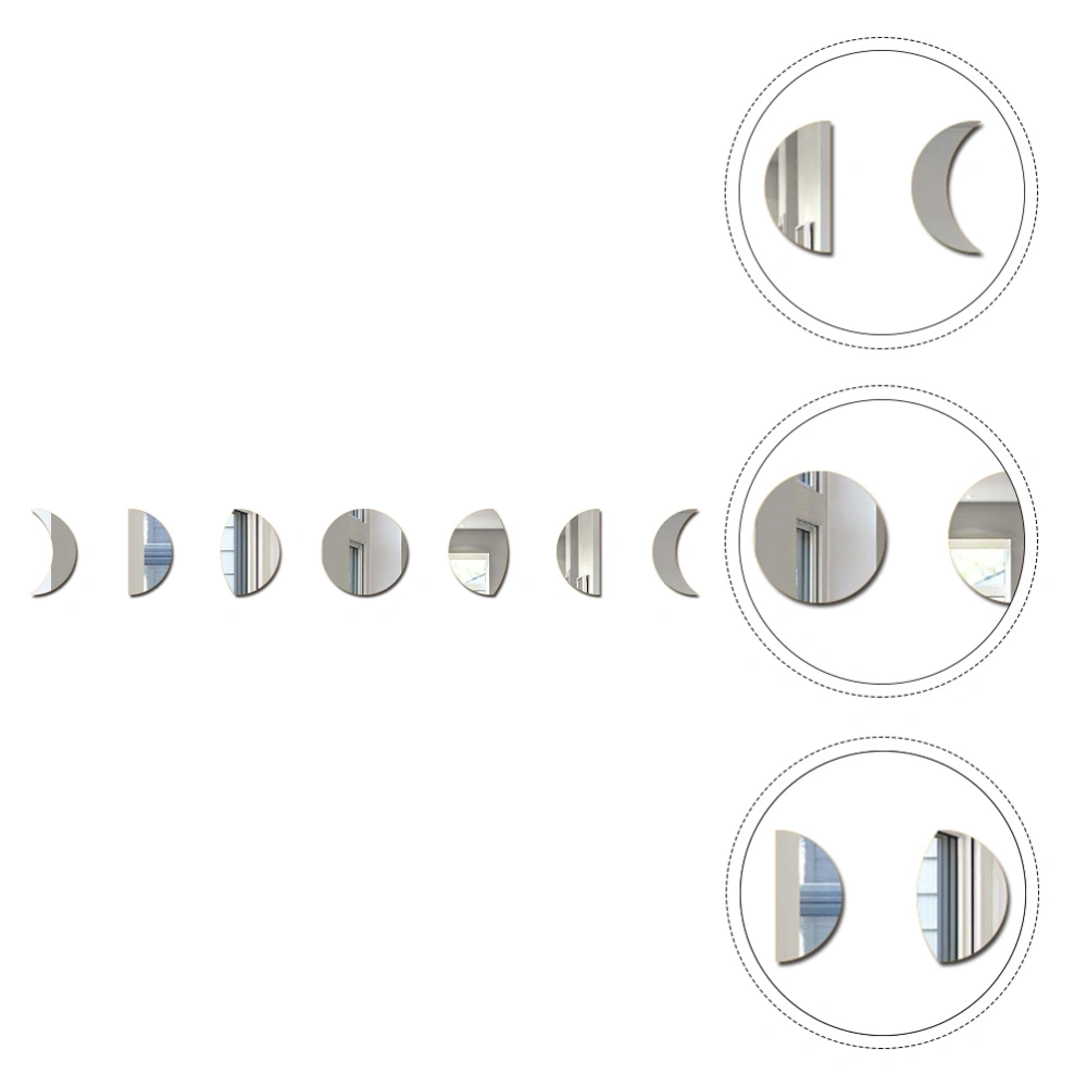 1 Set Moon Phase Acrylic Mirror Wall Art Decoration Ornament For Home Office