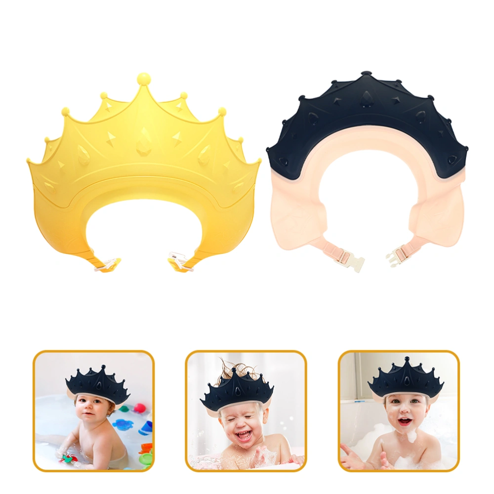 2pcs Newborn Baby Shower Caps Toddler Shower Caps Crown Shaped Shower Hat