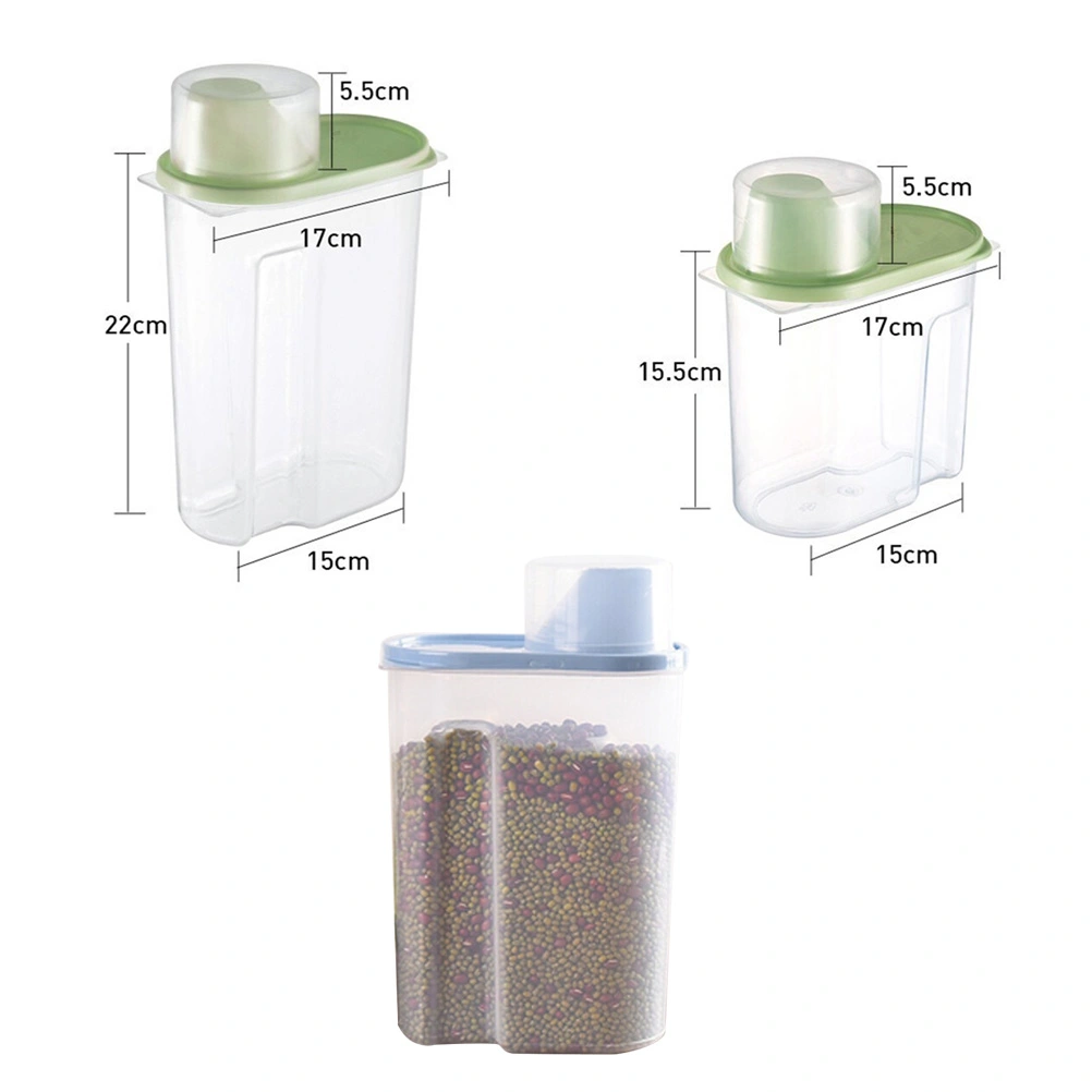 2.5L Plastic Sealed Can with Lid Grain Container Storage Pot Kitchen Box Cereal Crisper for Dry Food Oatmeal Rice (Large Size, Blue)