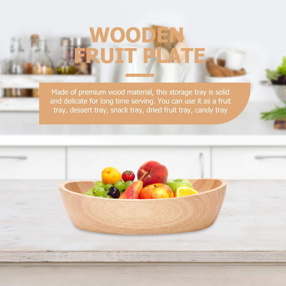 1Pc Fruit Tray Food Serving Dish Home Storage Sturdy Solid Wood Tray (Orange)