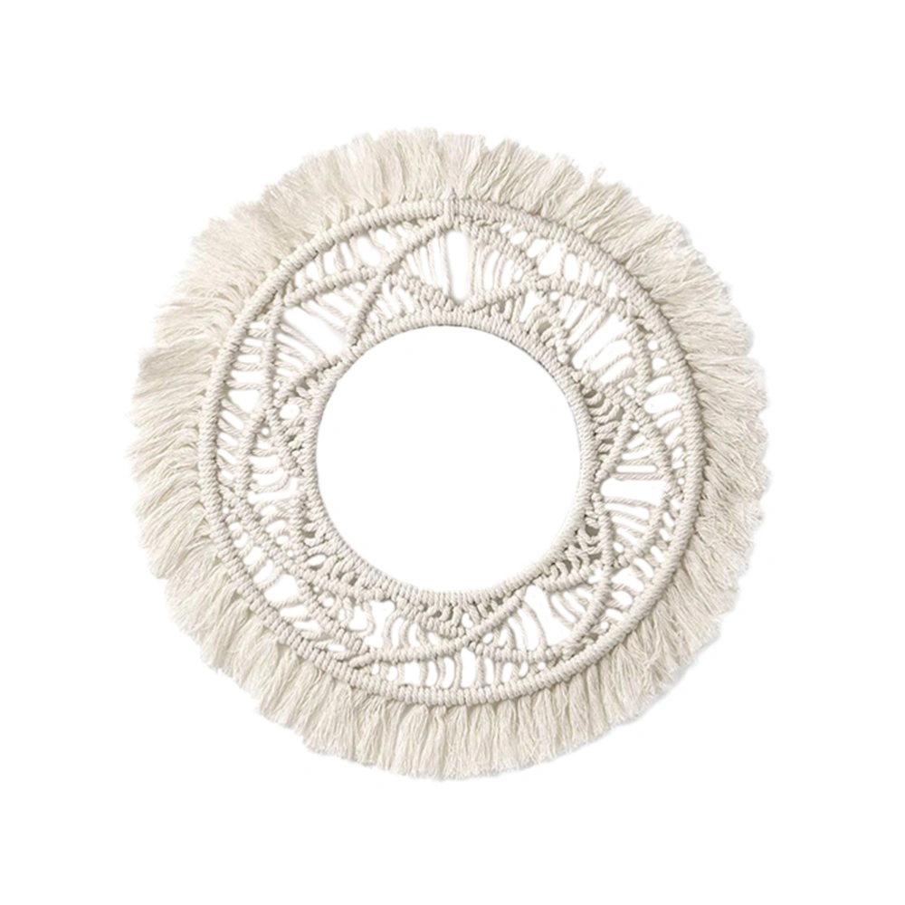 1Pc Hand-woven Cotton Rope Tapestry Exquisite Round Hanging Pendant Nordic Style Wall Hanging Ornament (Styling B)