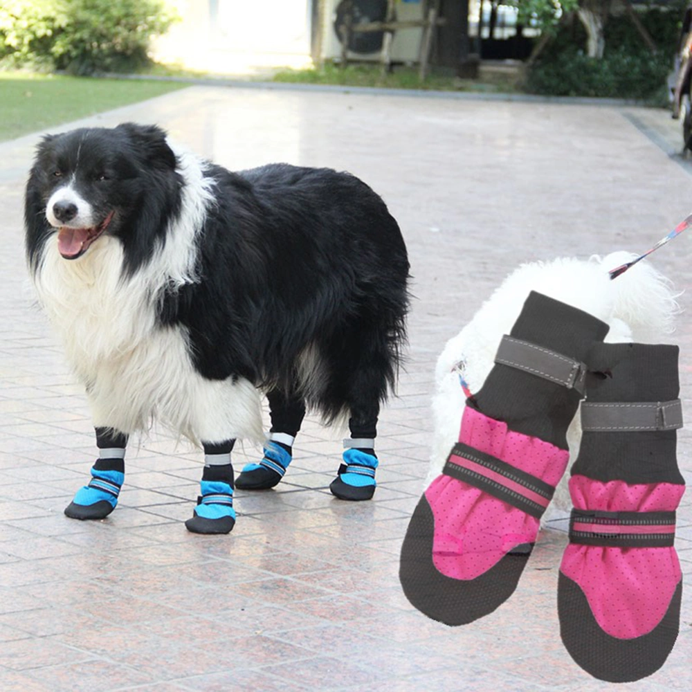 1 Set Pet Dog Warm Shoes Stylish Outdoor Dog Boots Anti-slip Pet Dog Walking Shoes Comfortable Pet Dog Boots Cool Pet Dog Shoes for Autumn Winter Wearing Rosy Size M