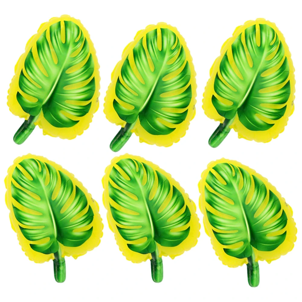 12pcs Yellow Monstera Balloons Set Hawaiian Aluminum Foil Balloons Summer Party Layout Supply Decoration Set