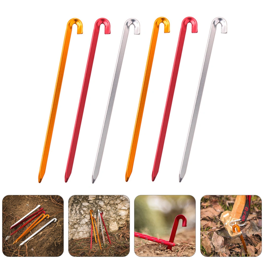 9pcs Aluminium Alloy Tent Peg Camping Hiking Climbing Ultralight Tent Nail Stake