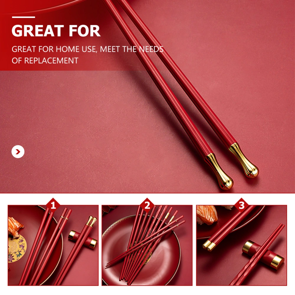 5 Pairs Creative Red Chop Sticks Home Red Chopsticks Red Festive Chopsticks