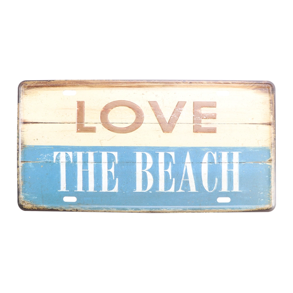 LOVE THE BEACH License Plate Metal Sign Modern Wall Art Bar Decor