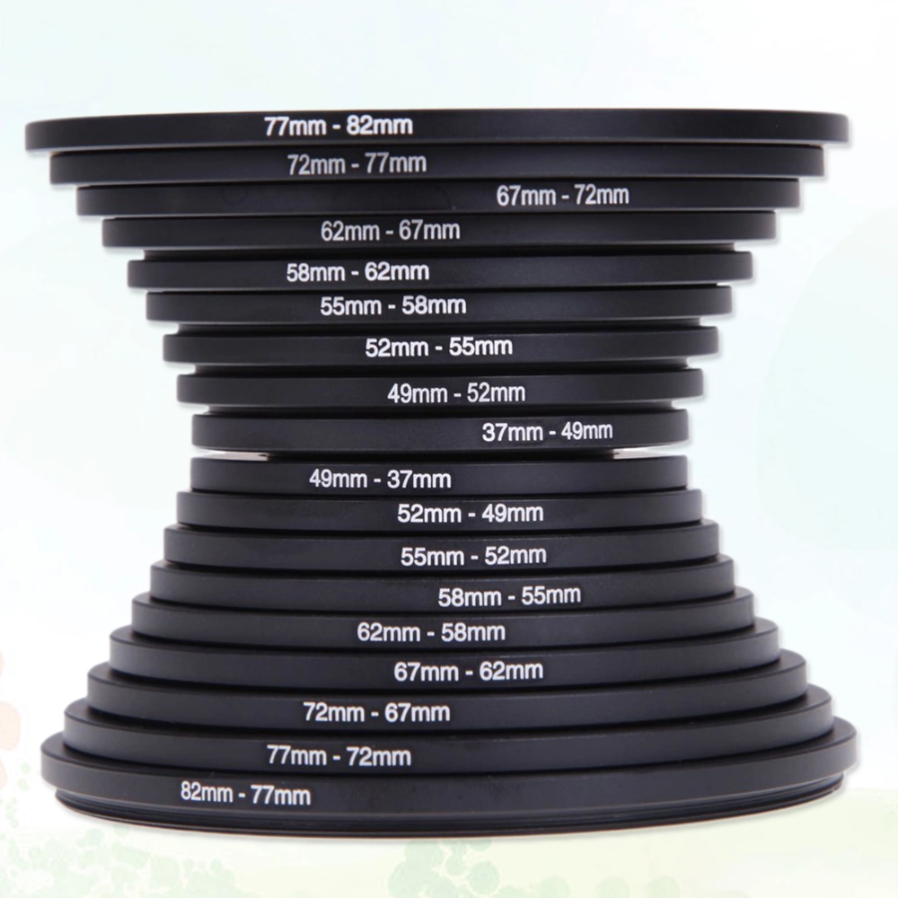 18 PCS/ Set Aluminum Alloy Camera Lens Filter Step Up Down Ring Adapter 37-82mm 82-37mm For Nikon DSLR Camera