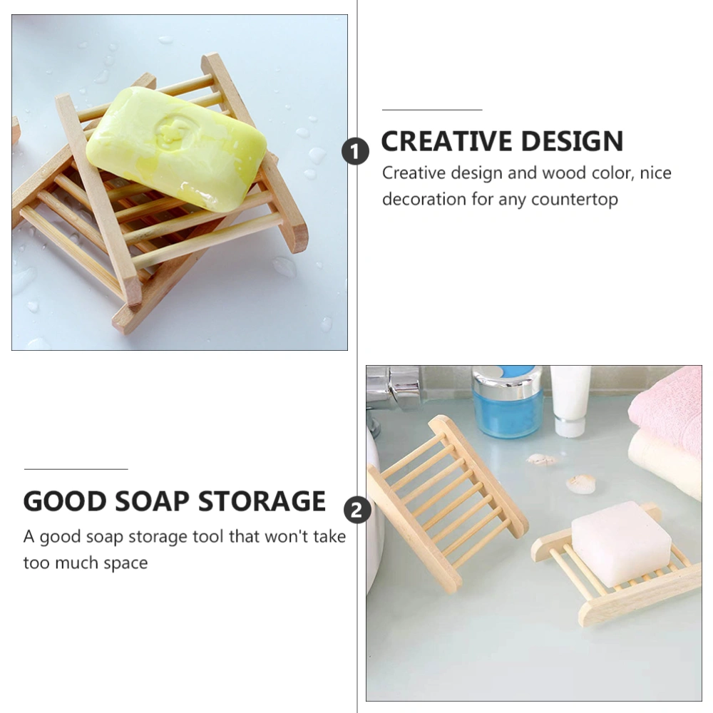 6Pcs Wooden Soap Holder Dish Draining Tray Wooden Soap Case Holder for Bathroom