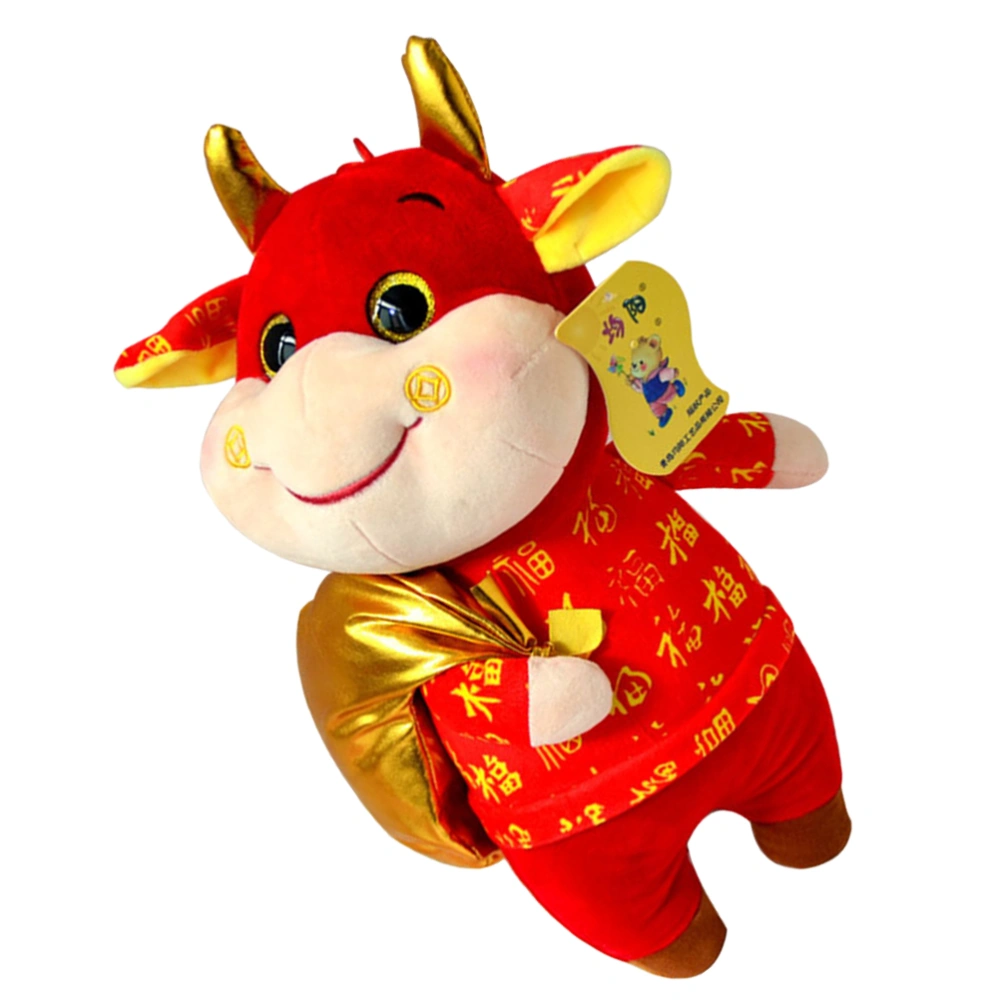 1pc Year of The Ox Mascot Plush Toy Lovely Doll Pendant New Year Decor