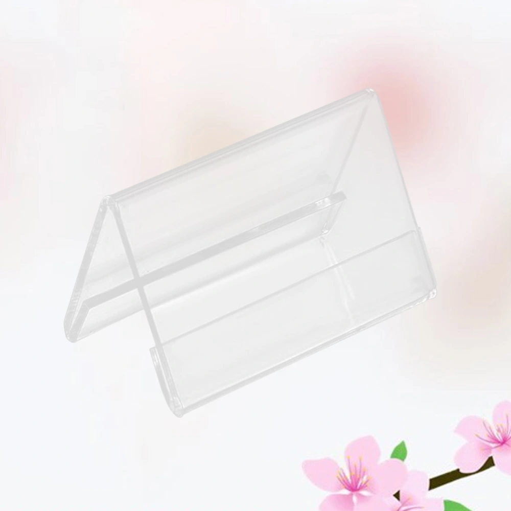 Transparent Acrylic Conference Name Holder Double-Sided Triangle Price Tag Holder for Company Store Market (10cmx22cm)