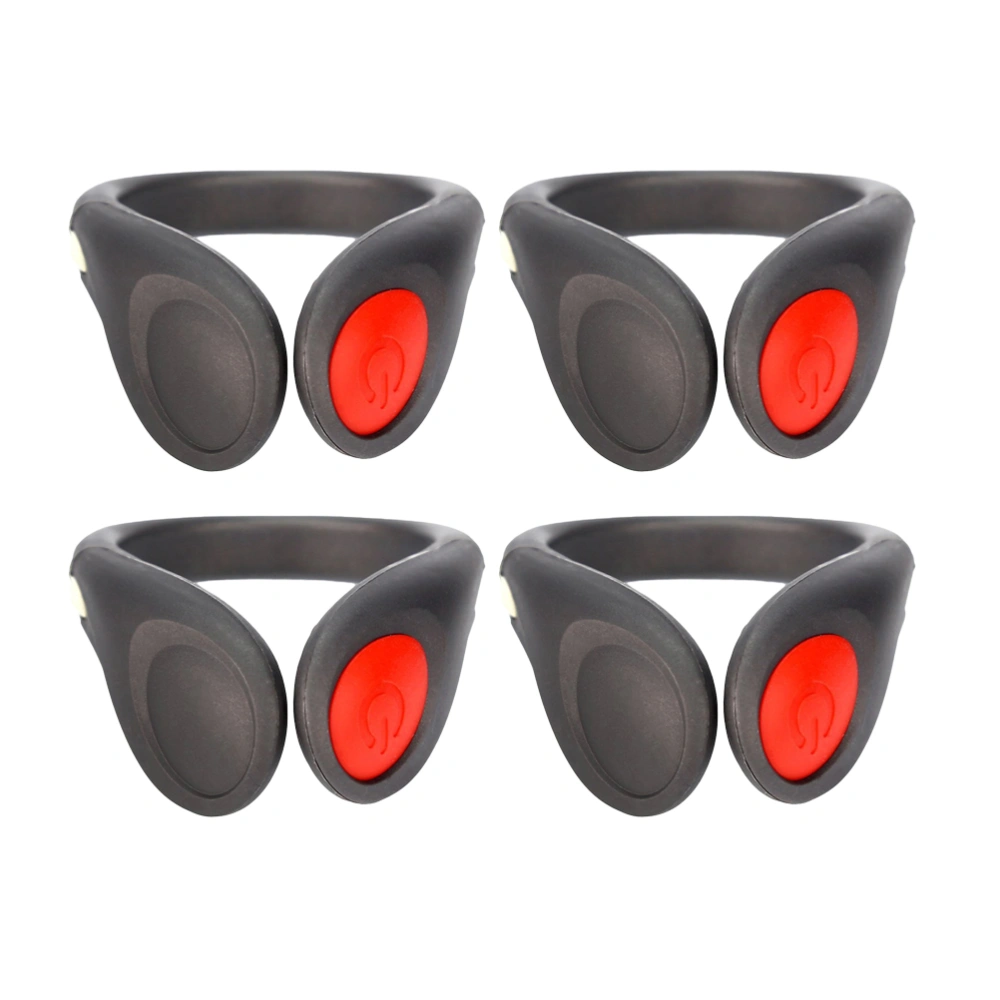 4PCS LED Shoe Clip Lights Safety Night Running Gear Flash Strobe for Runners Joggers Bikers Walkers (Red Light, Black Shell)