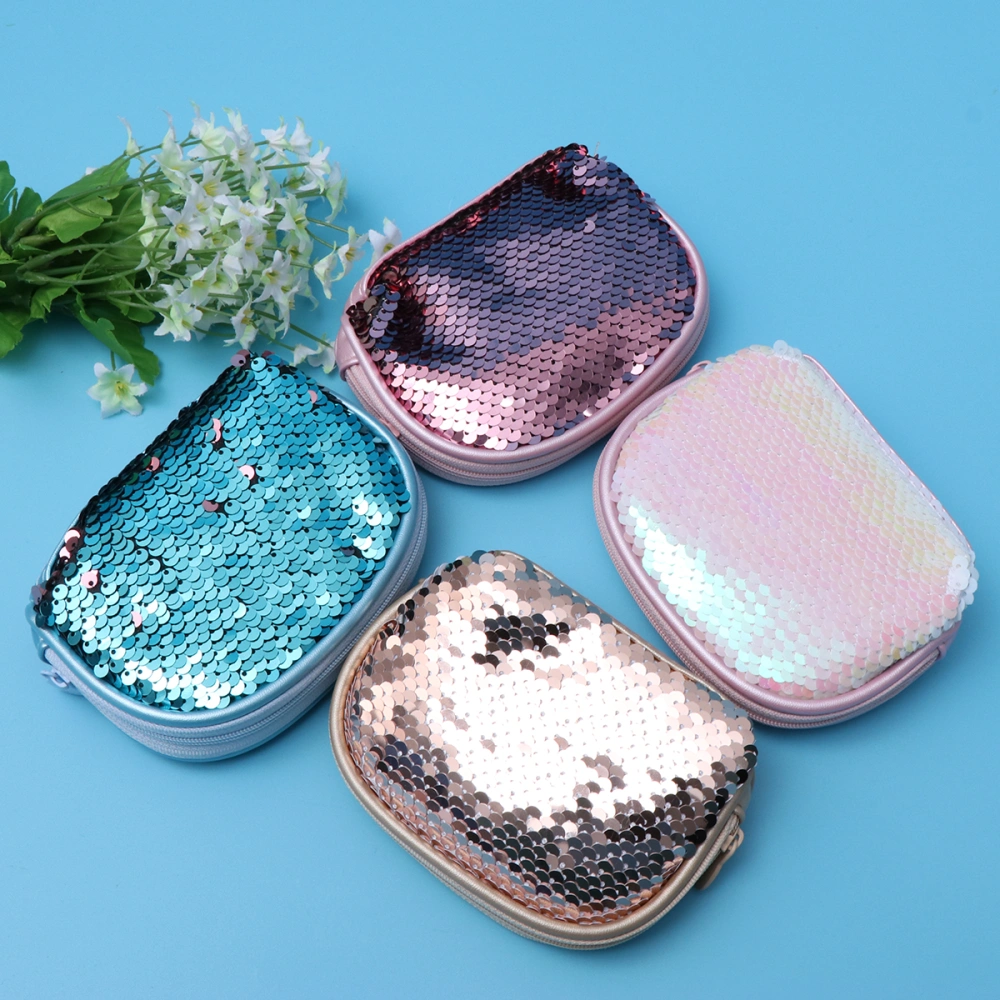 2 Pcs Glitter Coin Purse Girl's Heart Wallet Makeup Pouch Portable Change Small Purse for Girls Women (Random Color)