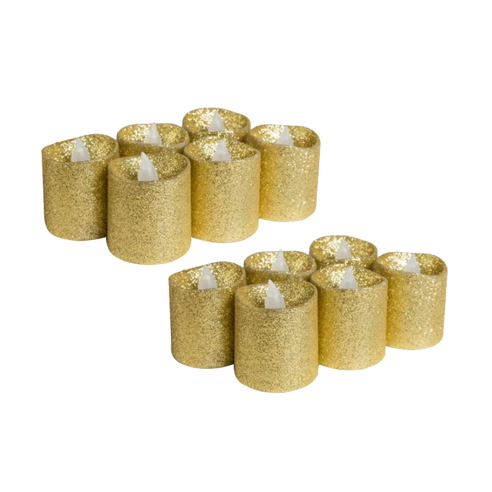 12pcs Flameless Candles Light Decorative Glitter Electric Candles for Wedding Christmas Festival Party Decoration (Random Color)