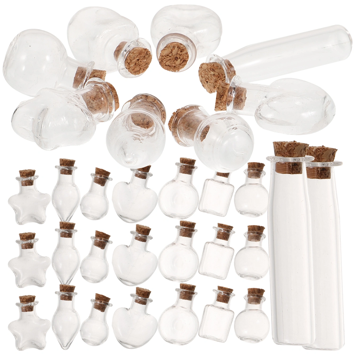 48Pcs Small Wishing Bottles Mini Glass Jars with Cork Stoppers Mini Drifting Bottles Decorations