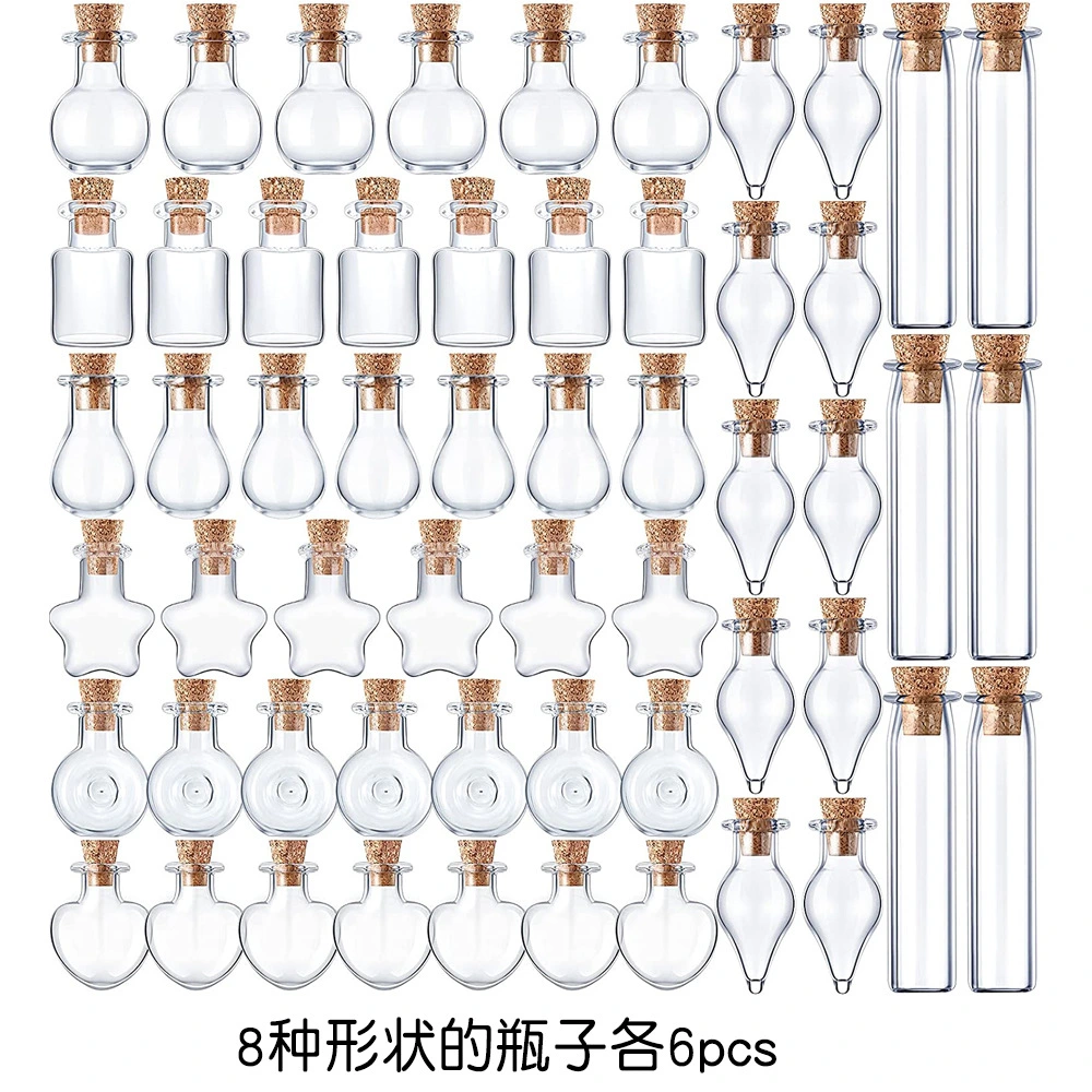 48Pcs Small Wishing Bottles Mini Glass Jars with Cork Stoppers Mini Drifting Bottles Decorations