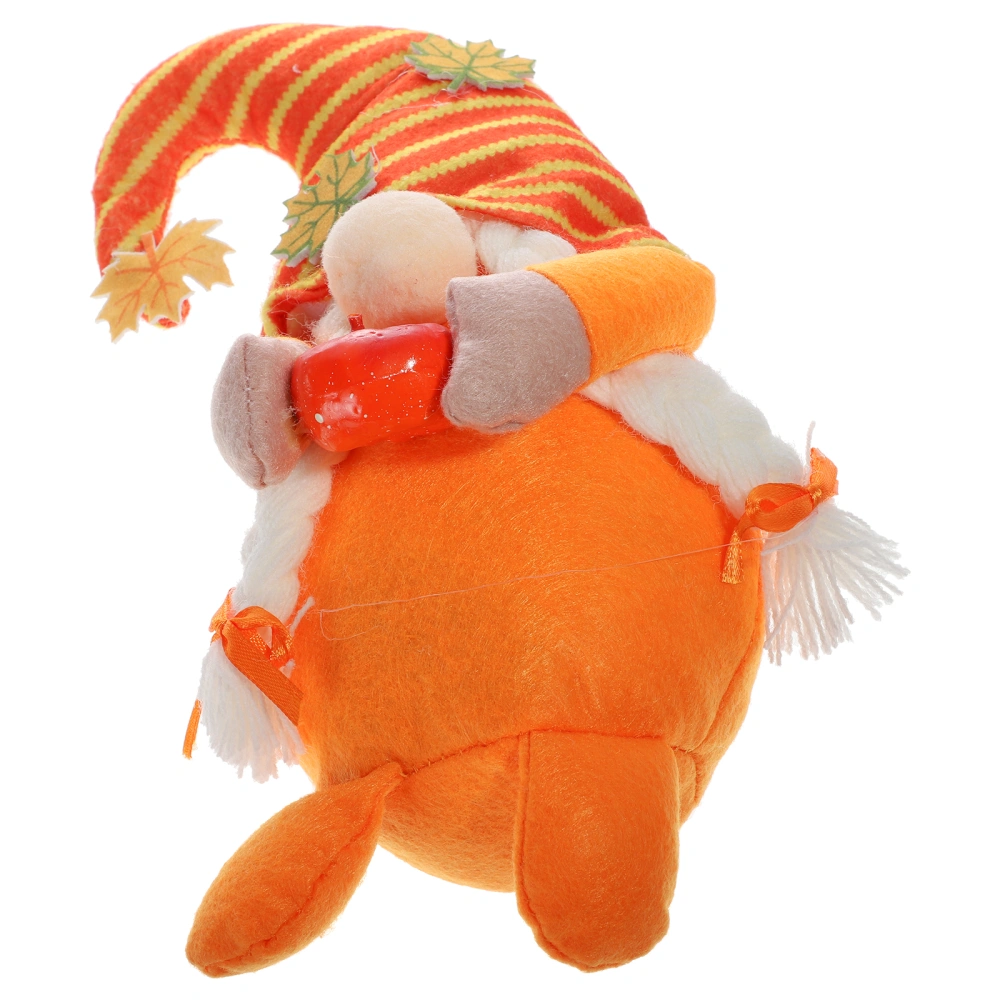 1Pc Harvest Festival Faceless Doll Creative Adorable Gnome Doll Decor Orange