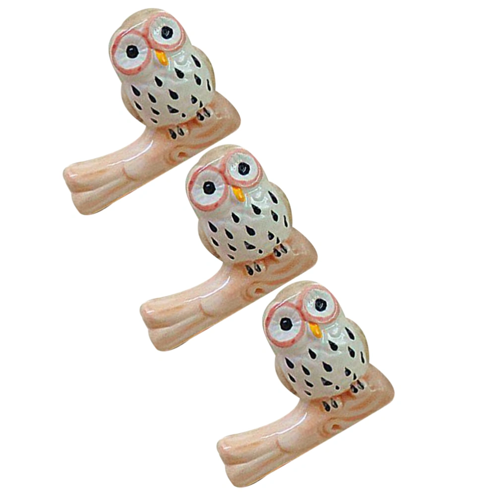 3pcs Lovely Ceramic Owl Chopsticks Rest Japanese Style Chopsticks Pillow Rack Spoon Fork Holder Home Chopsticks Rack