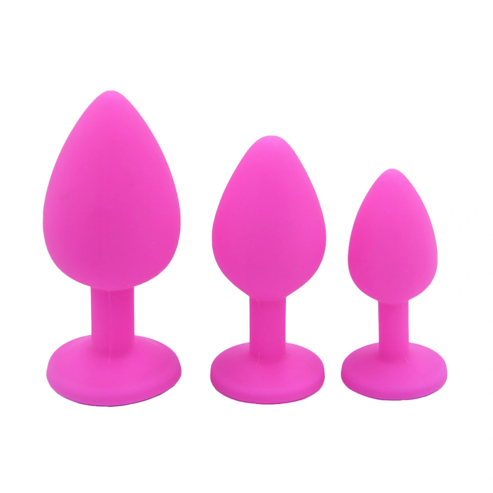 3pcs Silicone Alternative Anal Vibrator Butt Plug Rod G-Spot Stimulator Sex Toys for Adult (Pink, Large Size, Middle Size, Small Size) 