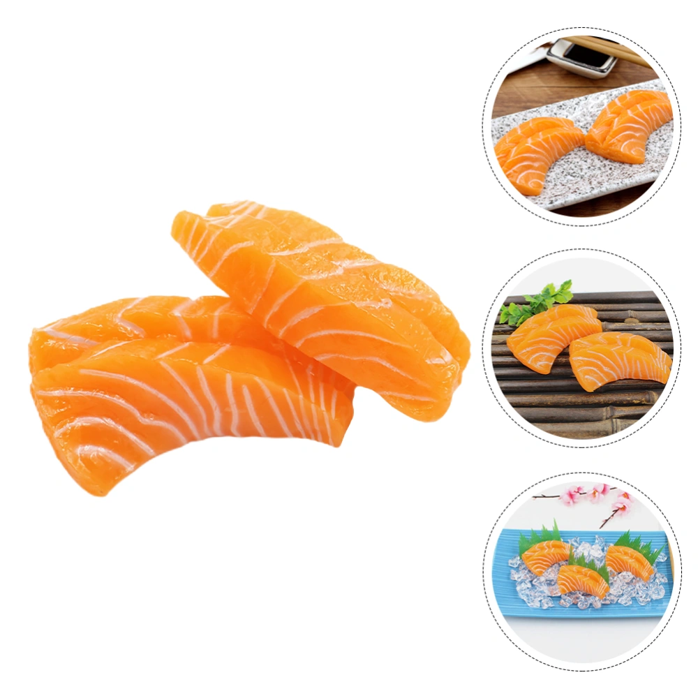 2pcs Artificial Salmon Slice Models Simulation Sashimi Model Restaurant Decor For Home