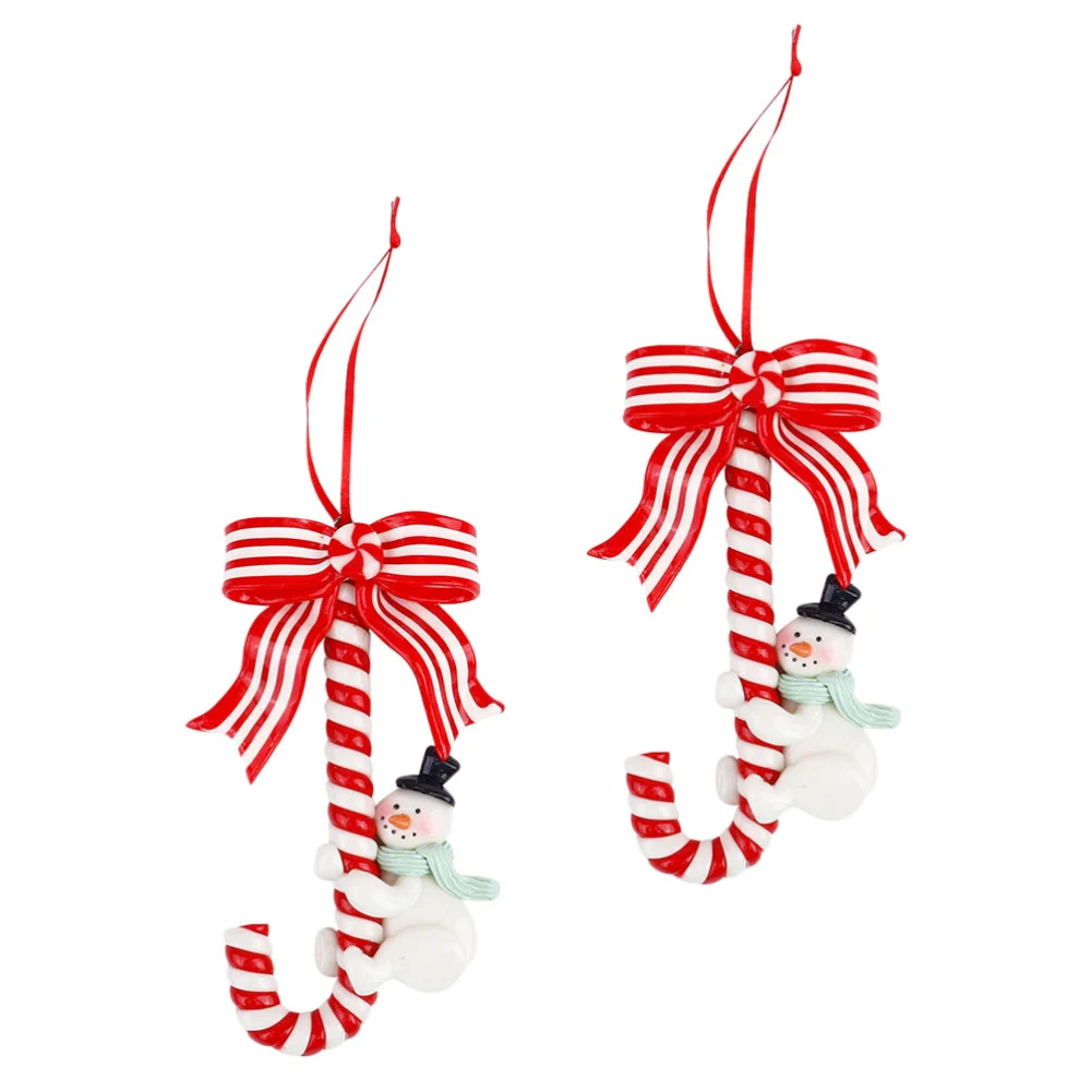 2pcs Candy Cane Pendants Christmas Tree Hanging Decoration Candy Crutch Decor