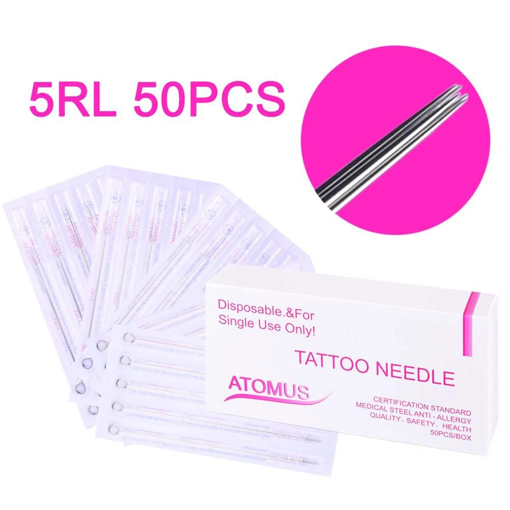50pcs 5RL Disposable Sterile Needles 5 Round Liner Secant Needles Supplies