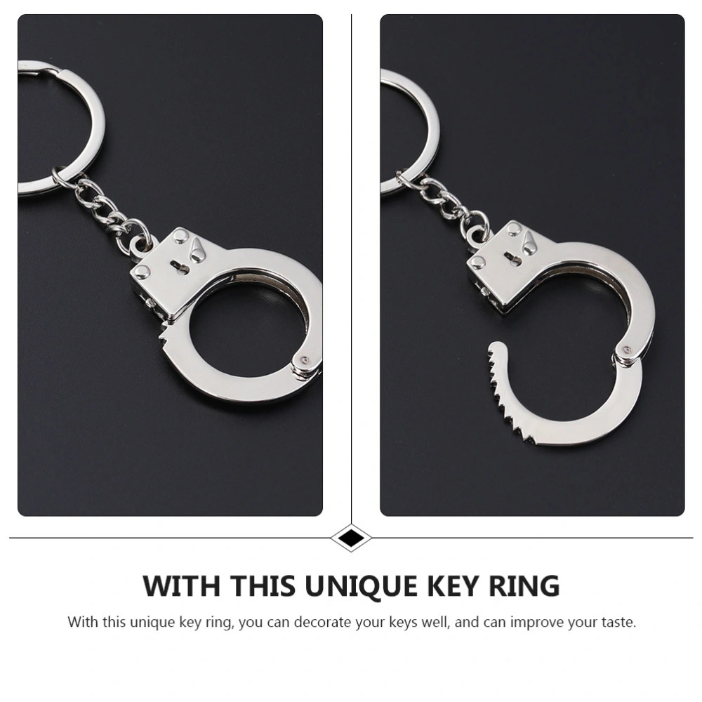 6Pcs Handcuff keychains Unique Key Holders Key Decors for Men Women (Silver)