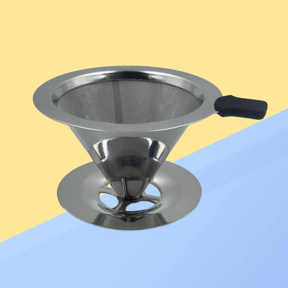 Stainless Steel Pour Over Coffee Cone Dripper with Cup Stand (103x90x65mm)