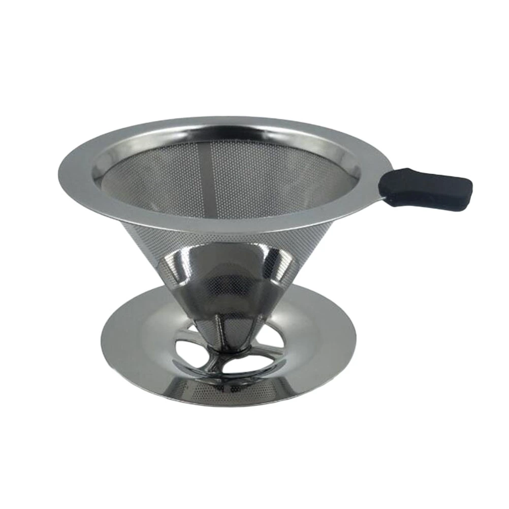 Stainless Steel Pour Over Coffee Cone Dripper with Cup Stand (103x90x65mm)
