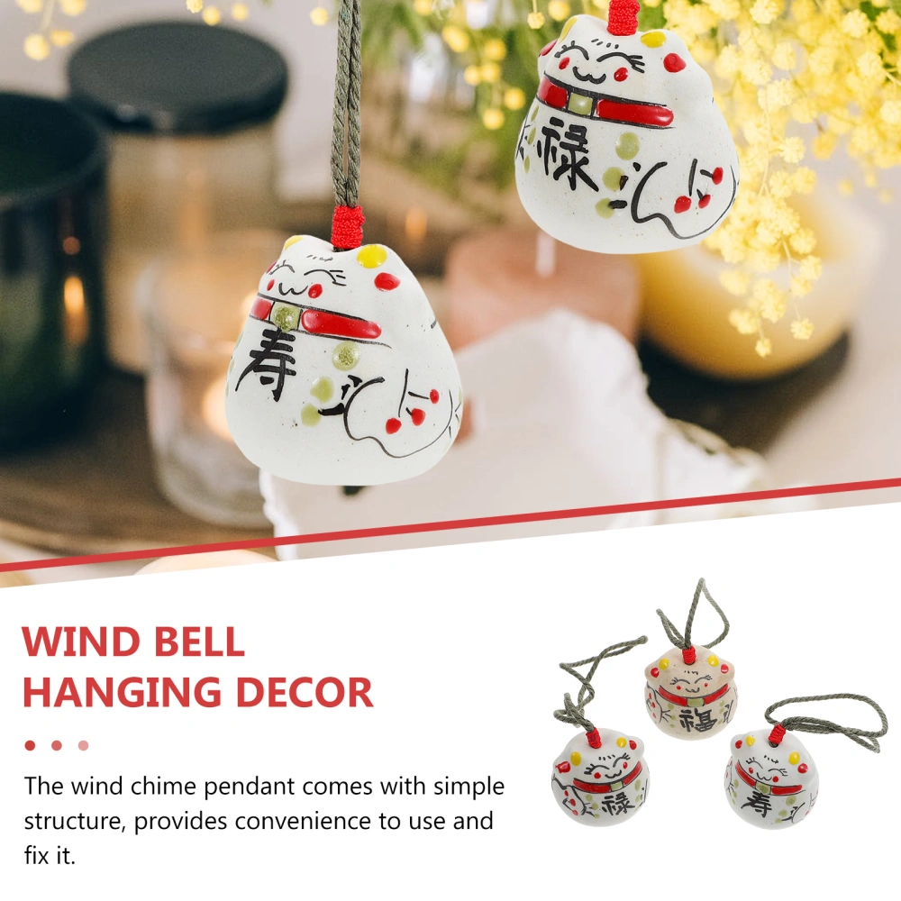 3pcs Japanese Style Fortune Cat Wind Bells Home Garden Balcony Wind Chimes