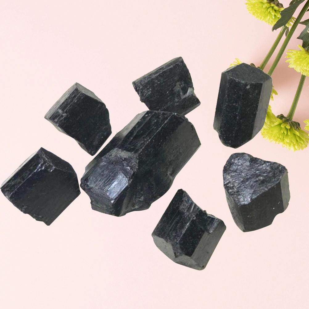 1 Bag Natural Black Tourmaline Crystal Rough Stone Specimen Crystal Stones Rare Gemstone Original Mineral Black (100g Each Bag)