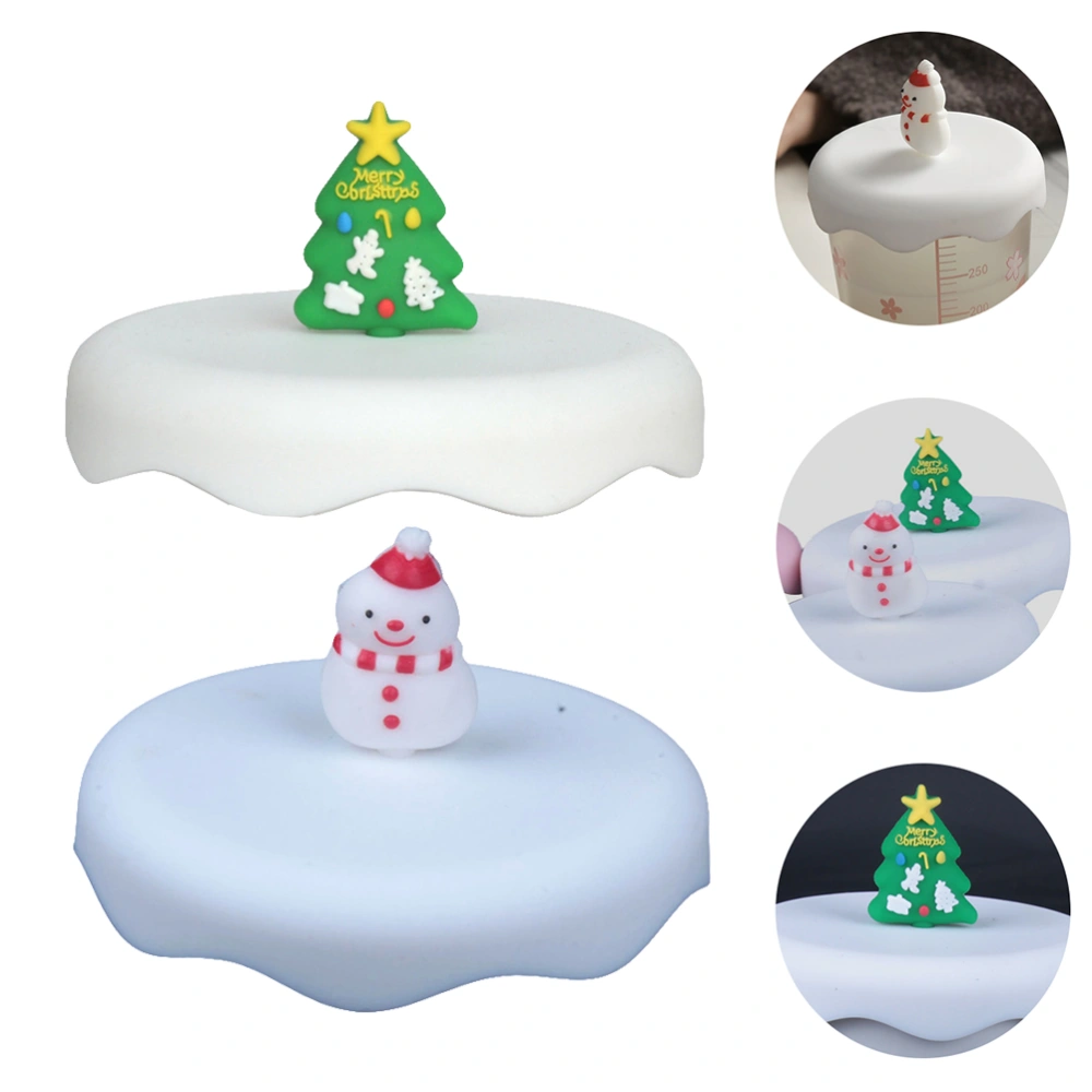 2Pcs Christmas Silicone Cup Lids Leak Proof Cup Lid Cover for Toddlers Kids