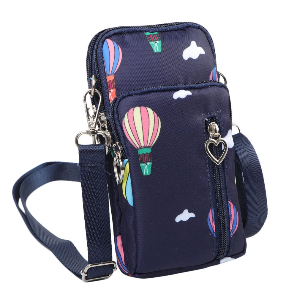 Fashion Cellphone Pouch Air Balloon Pattern Sports Mobile Phone Bag Cross Body Vertical Storage Pouch with Headphone Hole (Blue)