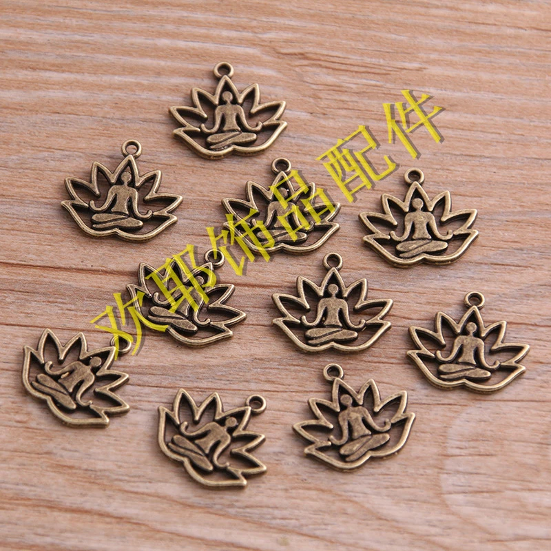 100pcs Hanging Buddha Lotus Pendant Delicate Buddha Lotus Charm Keychain Ornament