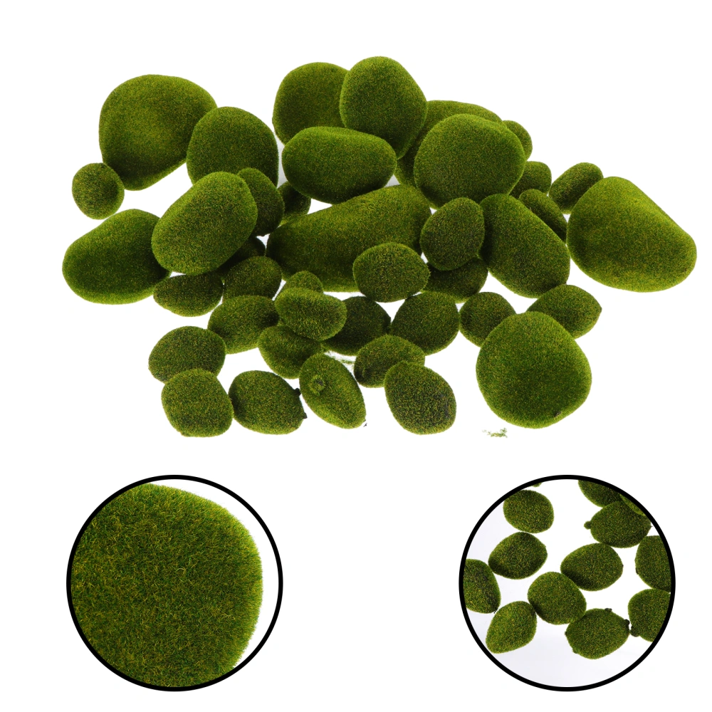 43pcs Simulated Moss Stone Decor Artificial Mossy Stones Simulation Mossy Stone