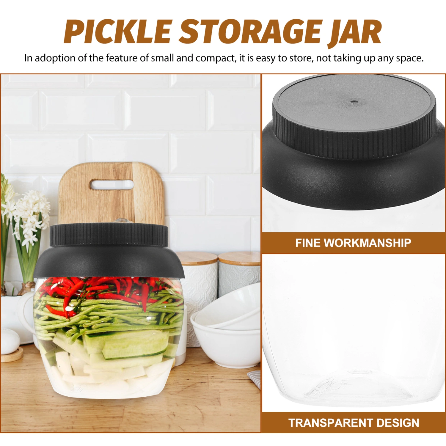 2Pcs Household Fermentation Jar Transparent Pickle Jar Plastic Fermenting Jar Pickle Container