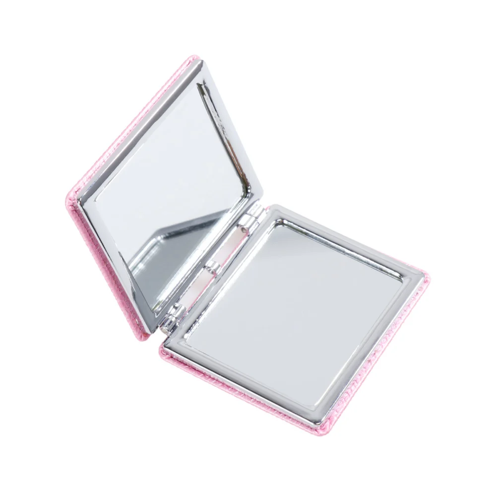 2pcs Folding Double Sides Mirror PU Leather Portable Mirror for Girls Women Ladies (Random Color)