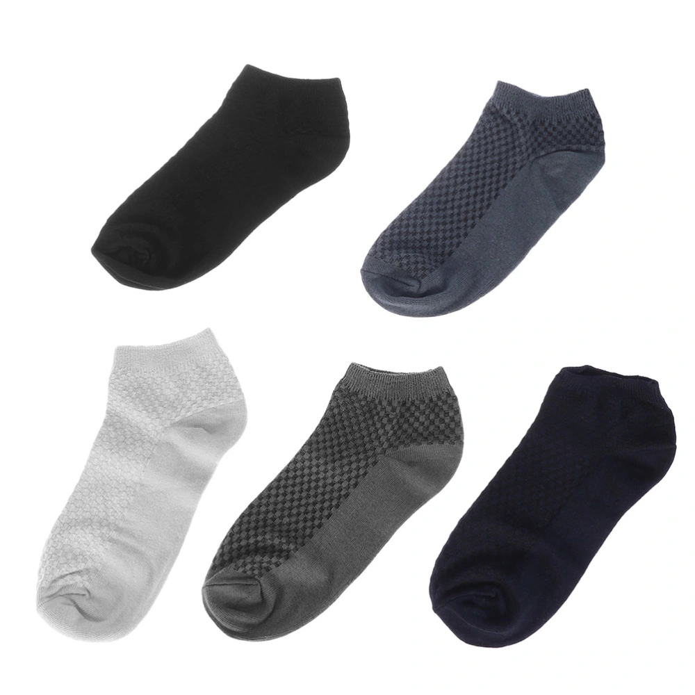 5 Pairs Men Ankle Low Cut Socks Breathable Comfy Casual Non-Slip Socks (Dark Grey)