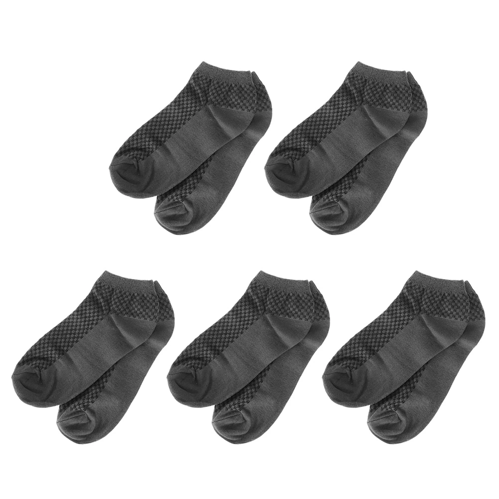 5 Pairs Men Ankle Low Cut Socks Breathable Comfy Casual Non-Slip Socks (Dark Grey)