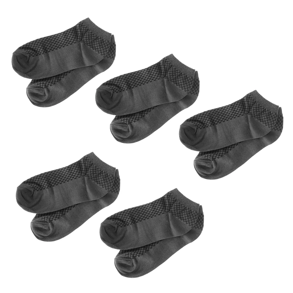 5 Pairs Men Ankle Low Cut Socks Breathable Comfy Casual Non-Slip Socks (Dark Grey)