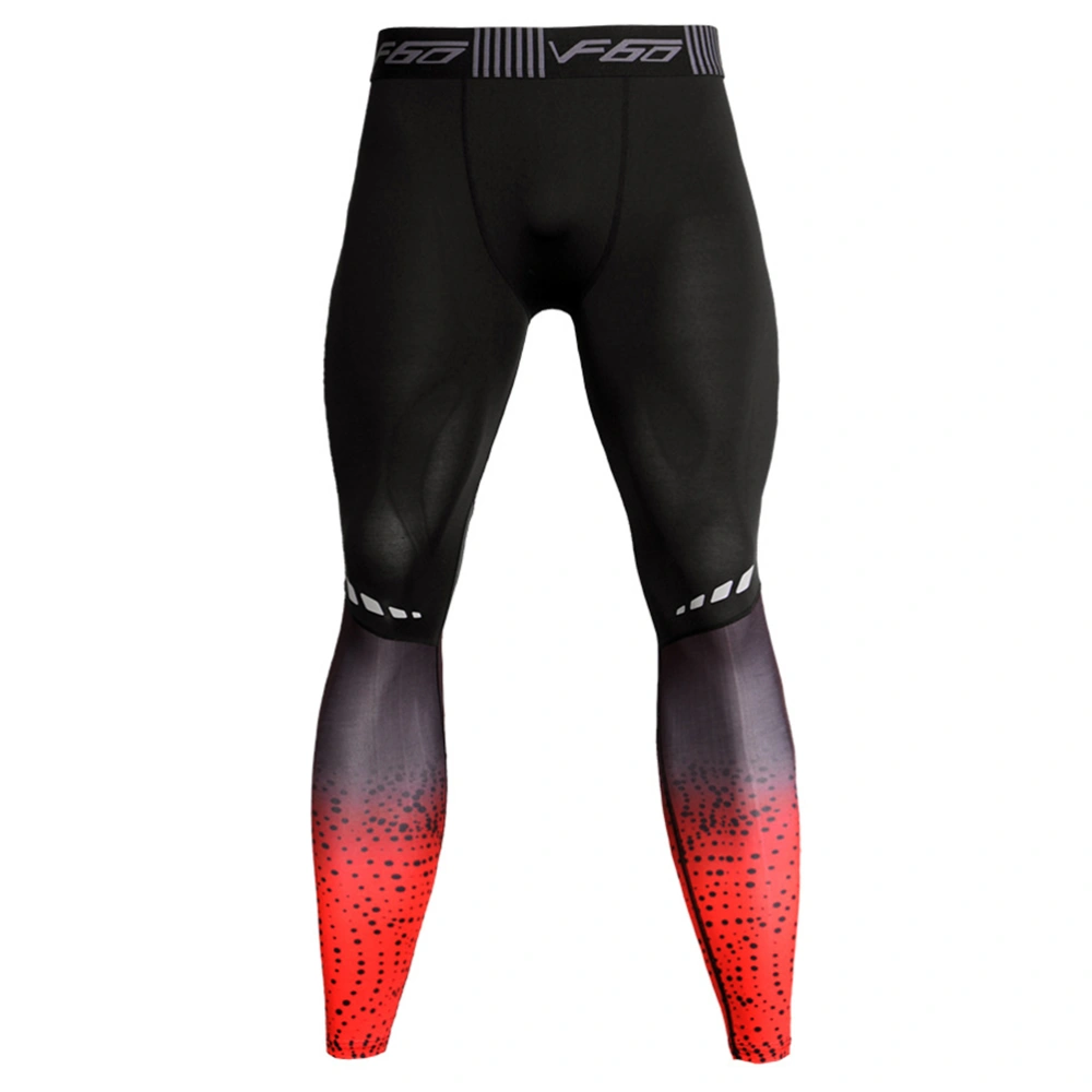 Men Compression Sports Pants Yoga Leggings Tights Running Trousers for Gym Workout - L (Red)