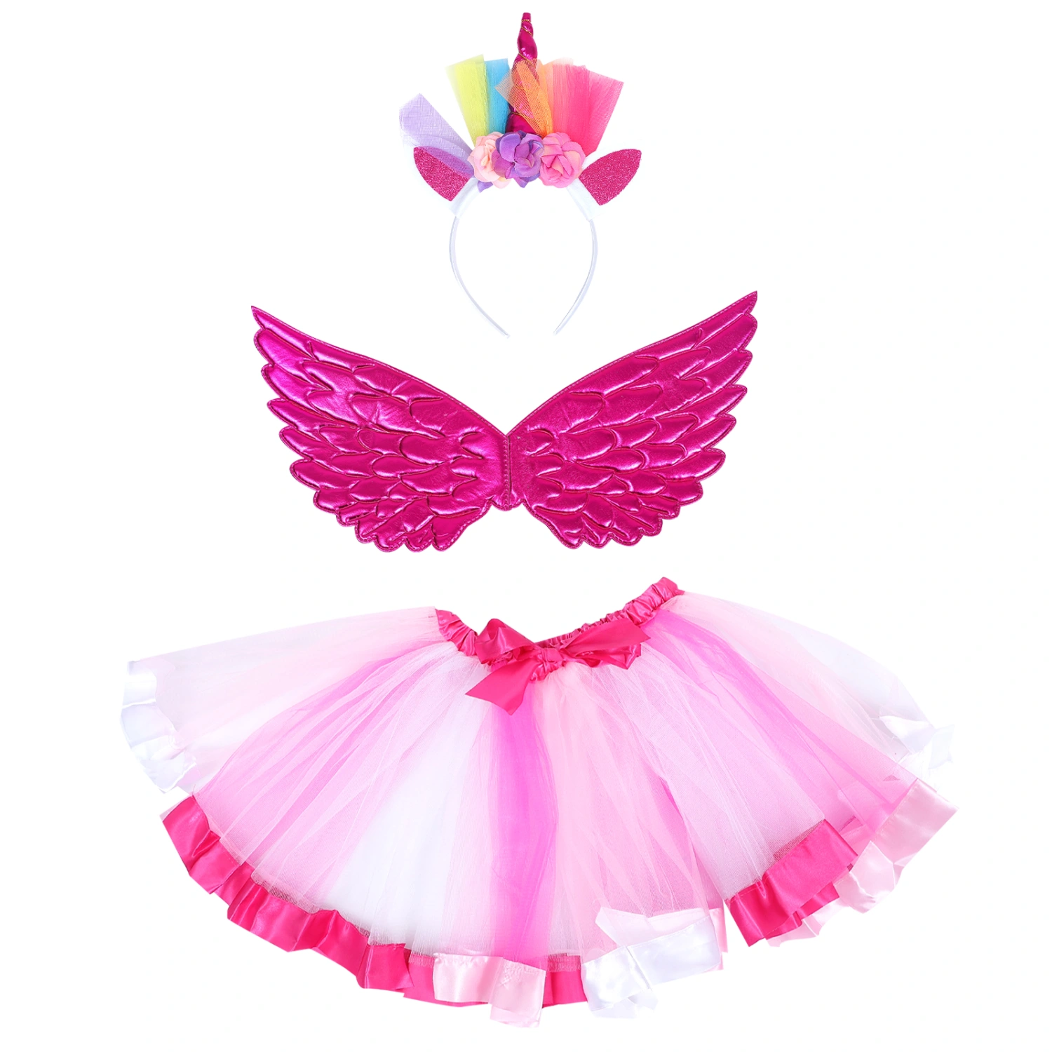 1 Set Kids Party Performing Costume Funny Wing Cloth Tulle Skirt with Head Band