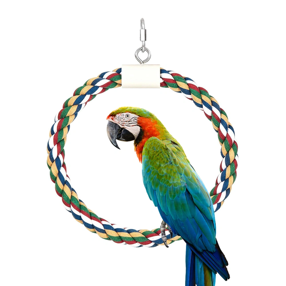 Creative Parrot Cotton Rope Toy Bird Cage Hanging Bite Toy Funny Playing Toy Cotton Rope Swing Parrot Supplies (15cm Diameter)