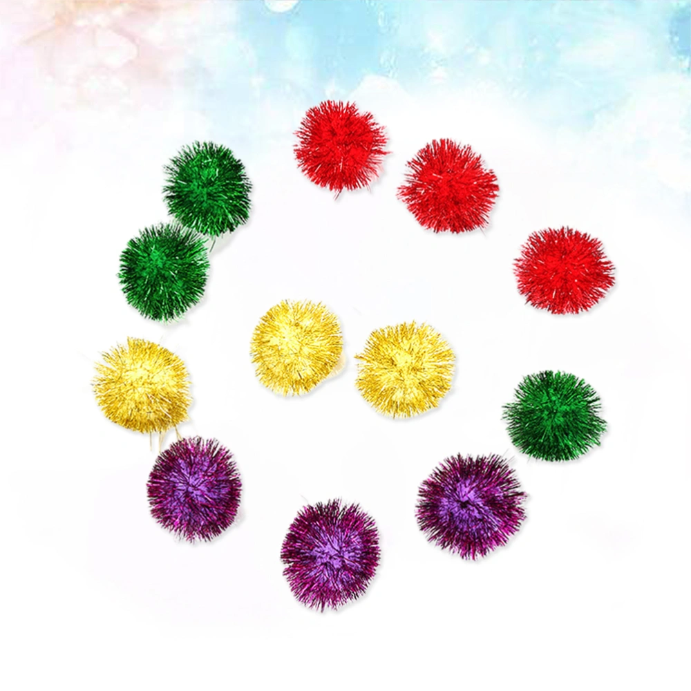 30 PCS Colorful Mini Sparky Glitter Tinsel Balls Small Pom Ball For Cat Toys (Mixed Colors)