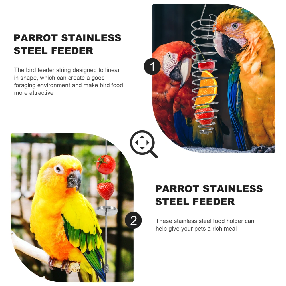 2Pcs Parrots Stainless Steel Fruit Fork Hanging Vegetable Fork Pet Feeder Silver