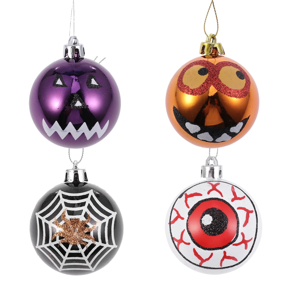 12pcs Halloween Hanging Round Ball Spider Eye Ball Decor Party Supplies Random Style