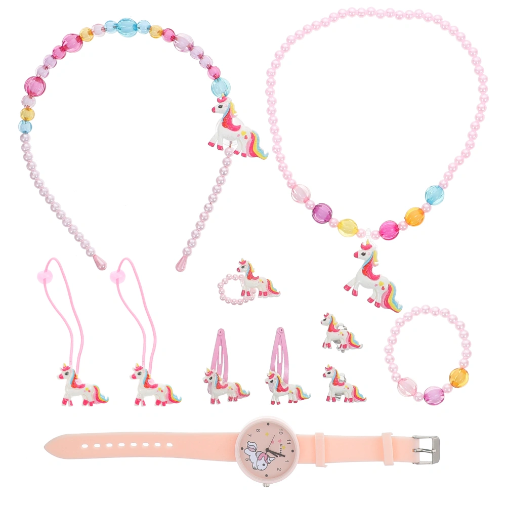 1 Set Cartoon Watch Unicorns Watch Necklace Unicorns Hair Accessories For Girls