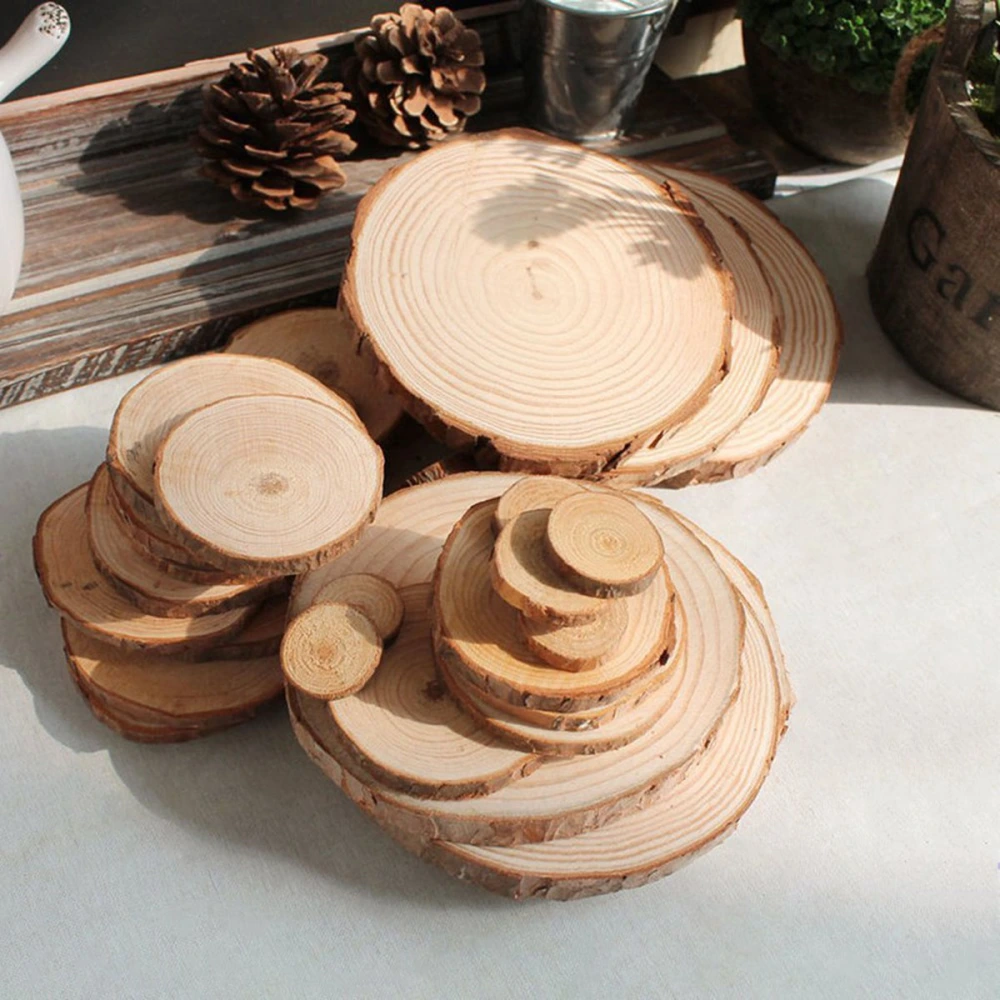 100pcs Round Wood Piece Photography Prop DIY Creative Simple Photo Prop Wood Piece With Desiccant for Wedding Festival Party (Small Size, About 1-3cm)